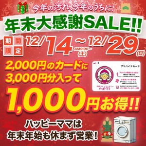 2024年-12月-クリスマス-キャンペーン-ハッピーママ-イオンタウン-愛知大学-豊橋工科高校-アイプラザ豊橋-アピタ-豊橋南-コインランドリー-ランドリー-愛知-東海